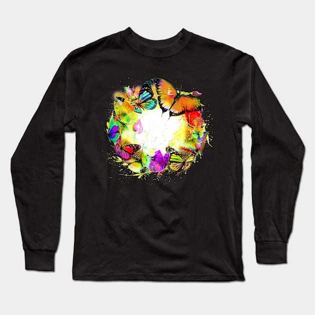 Butterfly Frenzy Long Sleeve T-Shirt by digitaldoodlers